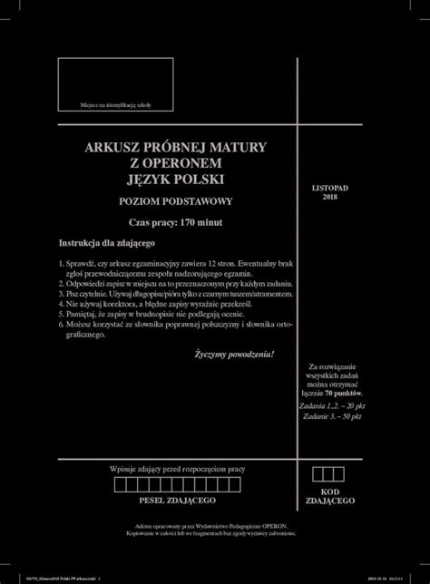 PDF ARKUSZ PRÓBNEJ MATURY Z OPERONEM JĘZYK POLSKI Radio Język