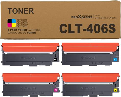 Amazon 406S Color Toner Cartridge Set 4 Pack CLT K406S CLT C406S