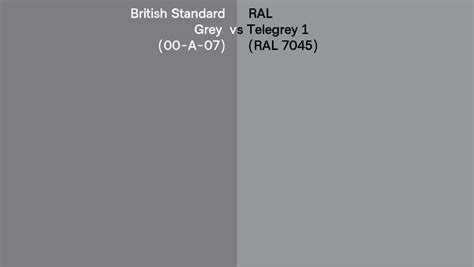 British Standard Grey 00 A 07 Vs RAL Telegrey 1 RAL 7045 Side By