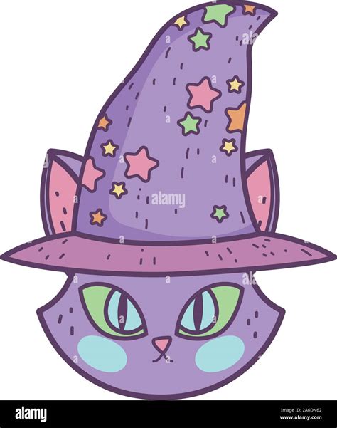 Happy Halloween Celebration Cat Head With Hat Vector Illustration Stock Vector Image And Art Alamy