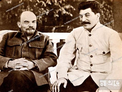 Vladimir Lenin with Josef Stalin 1923. During Lenin's sickness (1922–23 ...