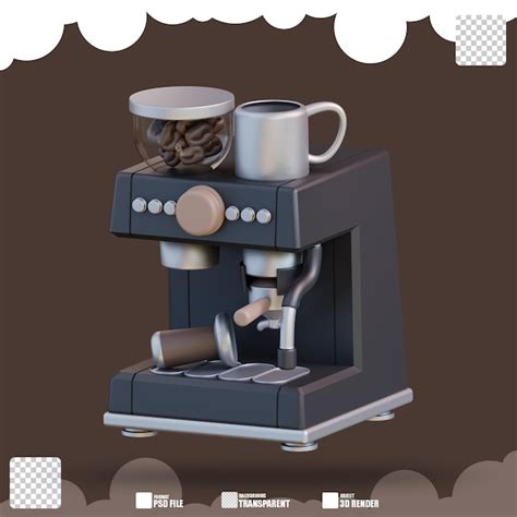 Máquina de café expresso de ilustração 3d PSD Premium