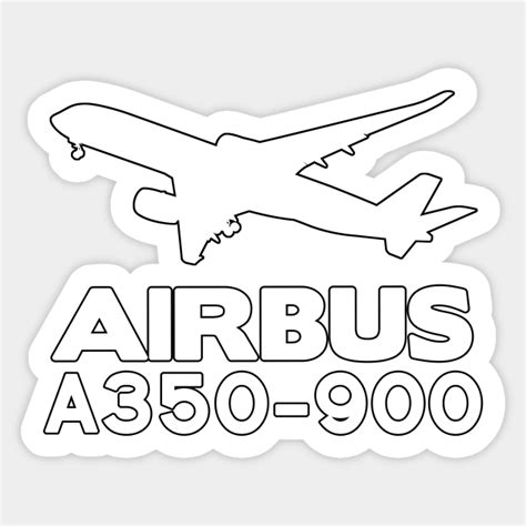 Airbus A350 900 Silhouette Print White A359 Sticker Teepublic