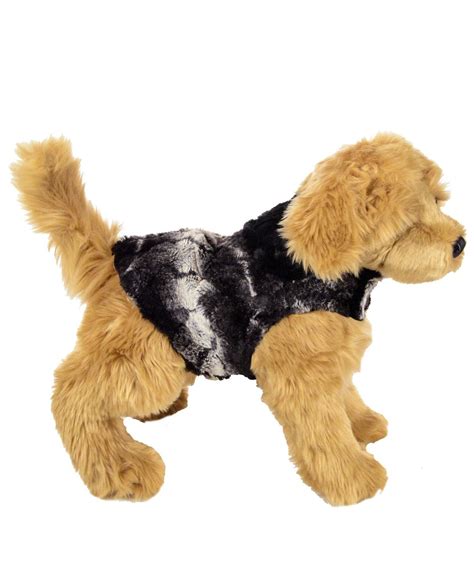 Dog Coat Reversible Luxury Faux Fur In Honey Badger With Cuddly Fur