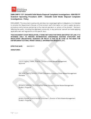 Fillable Online SWM SWP P 137 Unlawful Solid Waste Disposal Complaint