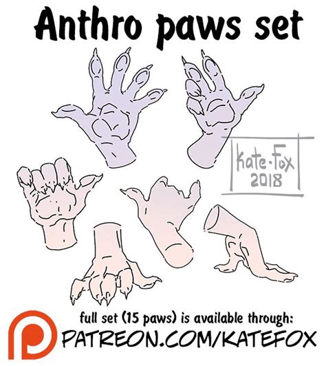 Anthro Paws Set By Kate Fox Drawing Reference Paw Drawing Drawing