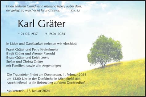 Traueranzeigen von Karl Gräter Südwest Presse Trauer