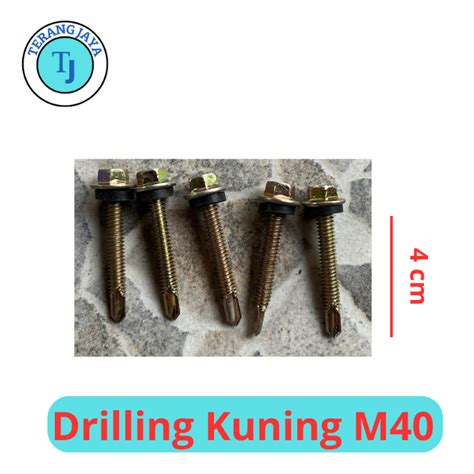 Jual BAUT BAJA RINGAN TASO SEKRUP DRILLING ROOFING KUNING M40 4CM