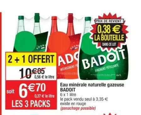 Promo Eau Minérale Naturelle Gazeuse Badoit chez Cora iCatalogue fr