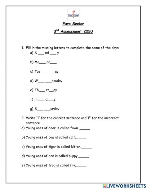 Evs Exercise For Ukg Live Worksheets