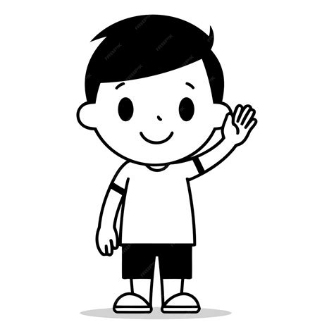 Premium Vector Cute Little Boy Waving Hand In Cartoon Style