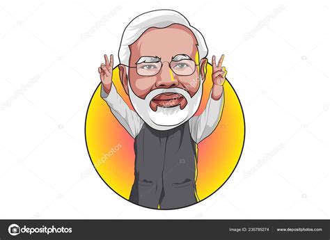 Desenho Animado Vetorial Ilustração Bonito Narendra Modi Isolado Sobre