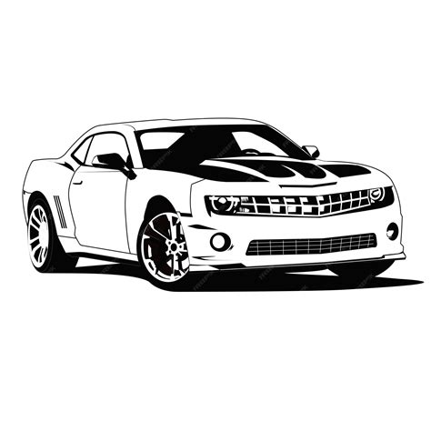 Premium Vector Camaro Ss Muscle Car Black And White Vector Design