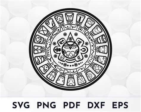 Maya Svg Silueta Del Calendario Maya Sun Stone Svg Etsy México