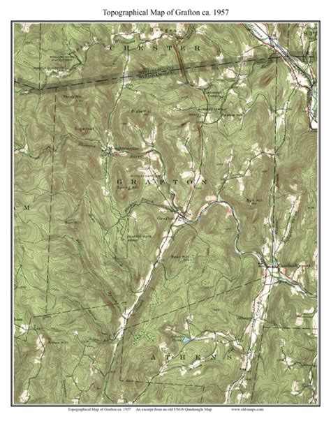 Grafton 1957 Custom Usgs Old Topo Map Vermont Old Maps