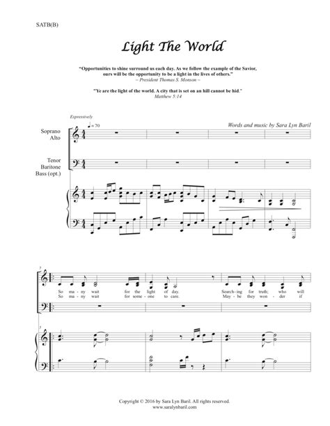 Light The World (SATB) - PDF Sheet Music | Sara Lyn Baril