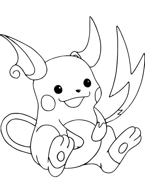 Pokemon Raichu Coloring Pages Free Printable