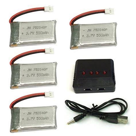 Cheerwing 3 7V 550mAh Lipo Battery 4PCS With 4 In 1 Battery Charger