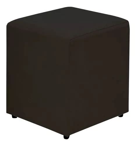 Puff Quadrado Decorativo Sala De Estar Suede Preto Lyam