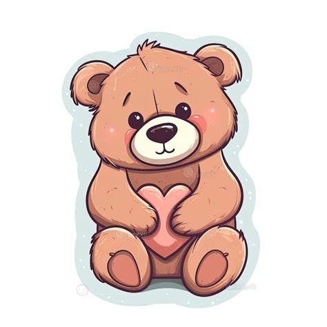 Premium Ai Image A Drawing Of A Brown Teddy Bear Holding A Heart