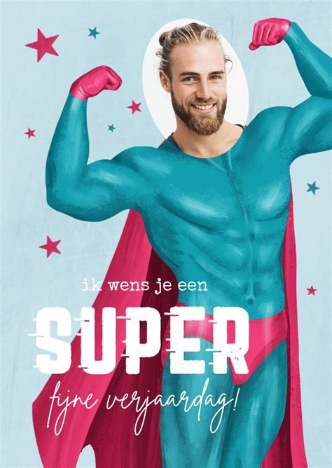 Verjaardagskaart Man Humor Superman Foto Kaartje Go