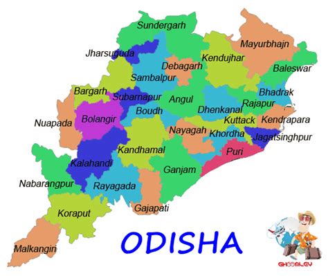 Odisha Map With Districts Ghoomley