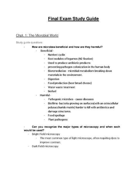 Mcb Microbiology Lecture Final Exam Study Guide Final Exam