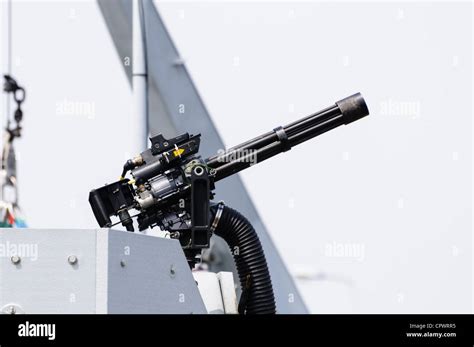 Water Cooled Gatling Machine Gun Mounted On The Side Of Hms Bangor