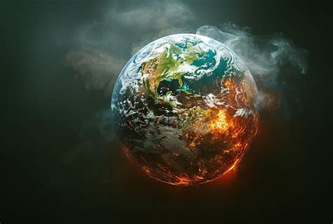 premium photo earth globe  fire  space