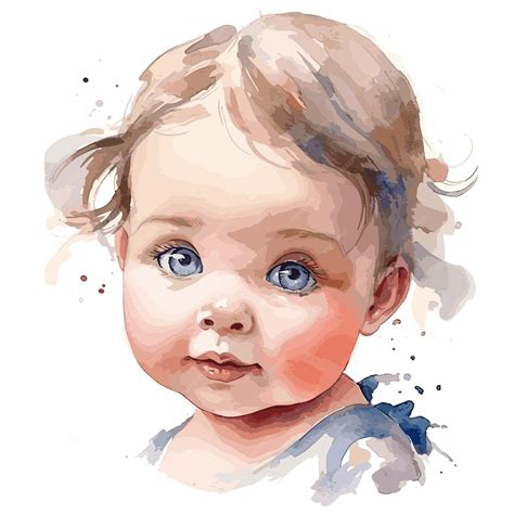 A drawing of a baby with blue eyes and a blue shirt | Premium AI-generated vector