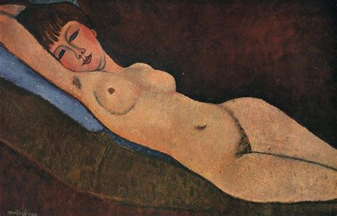 Reclining Nude Blue Cushion By Amedeo Modigliani Paper And Canvas