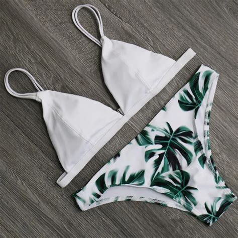 2017 Sexy Leaf Bikinis Women Swimsuit Brazilian Bikini Set Beach