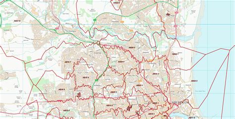 Postcode City Sector Map Aberdeen Digital Download Uk