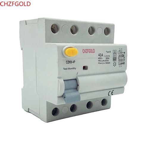 ใหม CHZFGOLD Type B RCCB 63A 4เสา ELCB Earth Leakage Circuit Breaker