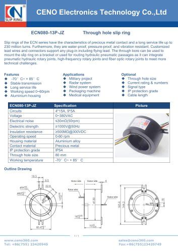 CENO Airborne Antenna Slip Ring ECN080 13P JZ CENO Electronics