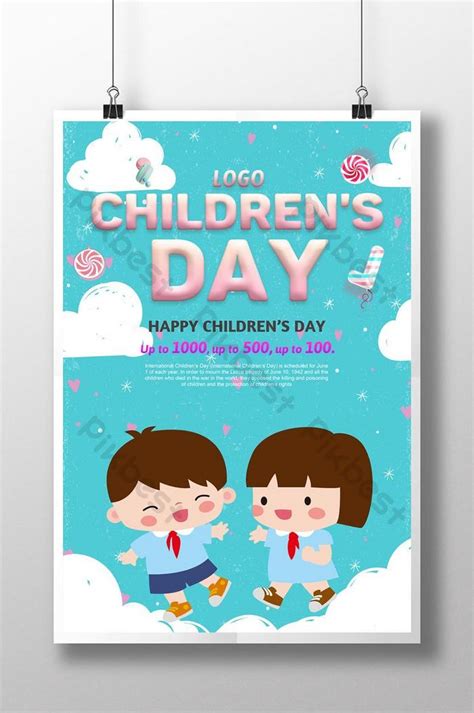 fresh cartoon drawing children's day poster | PSD Free Download - Pikbest