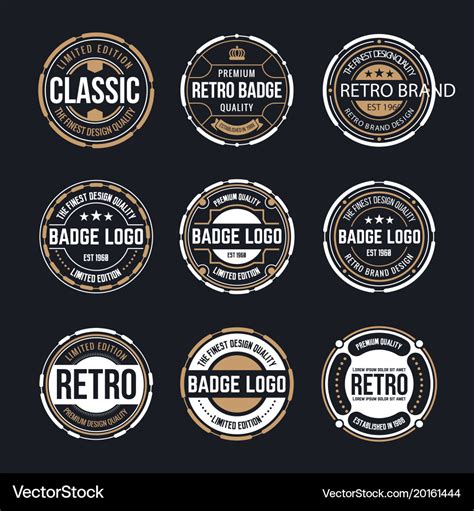 Circle Vintage And Retro Badge Design Collection Vector Image