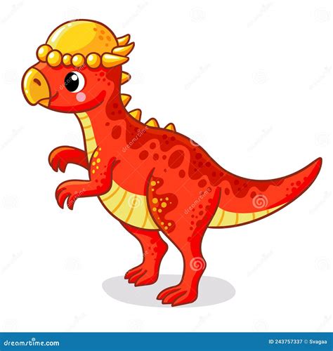 Vector Illustration With Pachycephalosaurus Silly Dinosaur In Cartoon