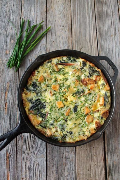 Swiss Chard Potato Chive Frittata The Foodie Dietitian Kara Lydon