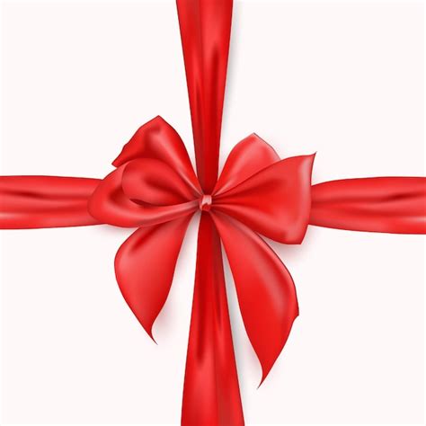 Premium Vector Decorative Red Bow With Horizontal Red Ribbon Isolated