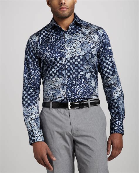 Lyst Etro Paisley Sport Shirt Blue In Blue For Men