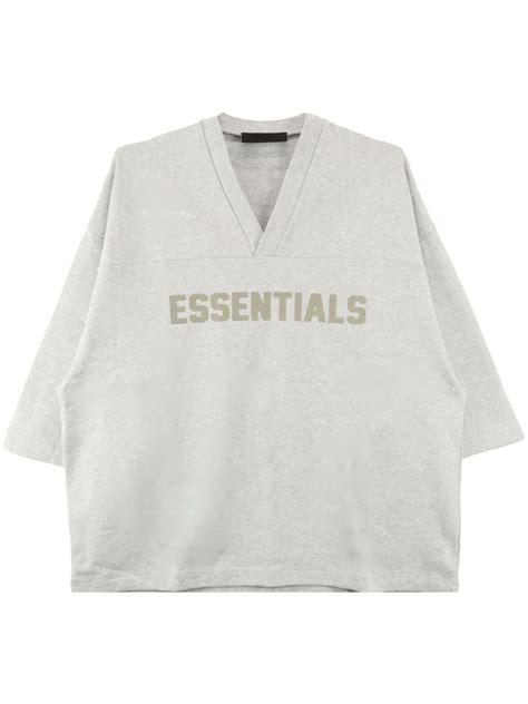 Fear Of God Essentials Logo Embossed Cotton T Shirt Grey Farfetch