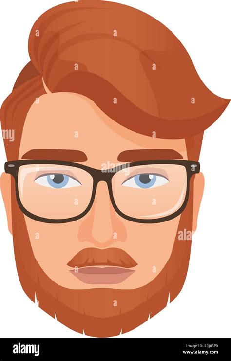 Red Hair Bearded Man Stylish Haircut Male Face With Glasses Vector