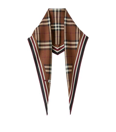 Mens Burberry Brown Silk Twill Diamond Shaped Scarf Harrods Uk