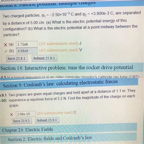 Solved Two Charged Particles Q1 250 Times 10 3 C And