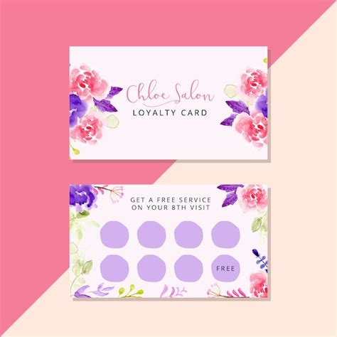 Premium Vector Salon Loyalty Card Template With Floral Watercolor