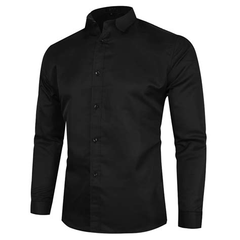 Mens Dress Shirt Slim Fit Long Sleeve Button Up Shirts Casual Solid Color Business Formal Dress