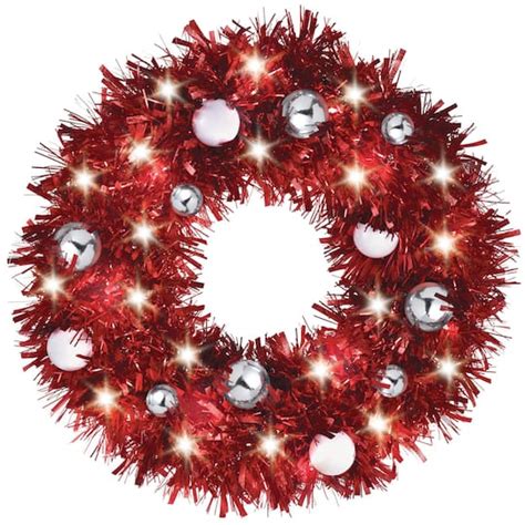 17" Light-Up Tinsel Christmas Wreath | Michaels