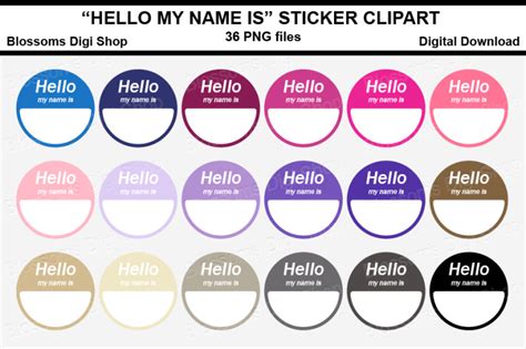 Hello My Name Is Sticker Clipart 36 Files Multi Colours By Blossoms