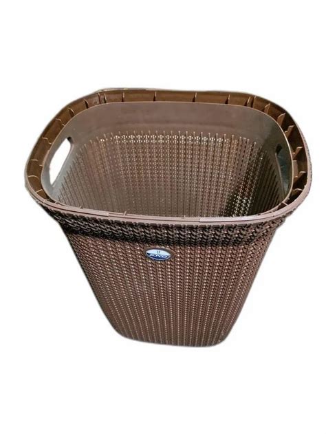 Netted Browna And Cream Joyo Plastic Laundry Basket For Household At